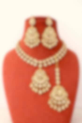 Gold Plated Moissanite Necklace Set by JewelTreeTz at Pernia's Pop Up Shop