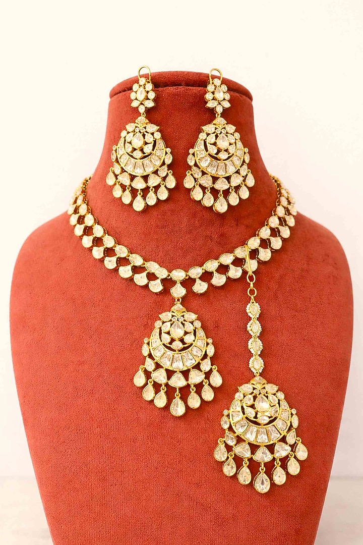Gold Plated Moissanite Necklace Set by JewelTreeTz at Pernia's Pop Up Shop