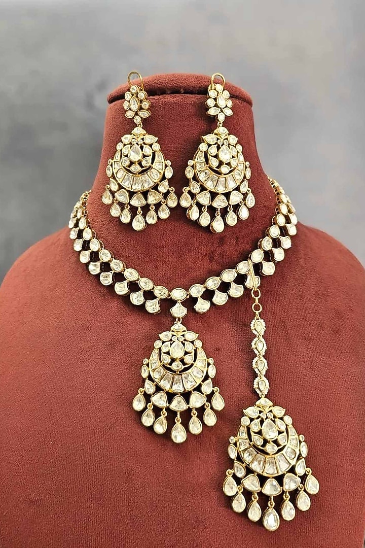 Gold Plated Moissanite Necklace Set by JewelTreeTz at Pernia's Pop Up Shop