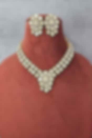 Gold Plated Moissanite Necklace Set by JewelTreeTz at Pernia's Pop Up Shop