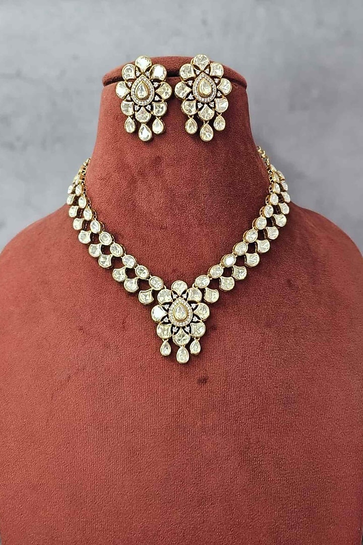 Gold Plated Moissanite Necklace Set by JewelTreeTz at Pernia's Pop Up Shop
