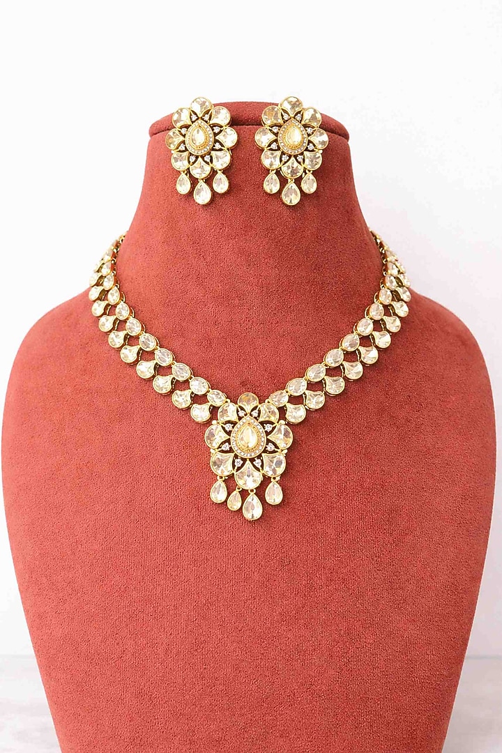 Gold Plated Moissanite Necklace Set by JewelTreeTz at Pernia's Pop Up Shop