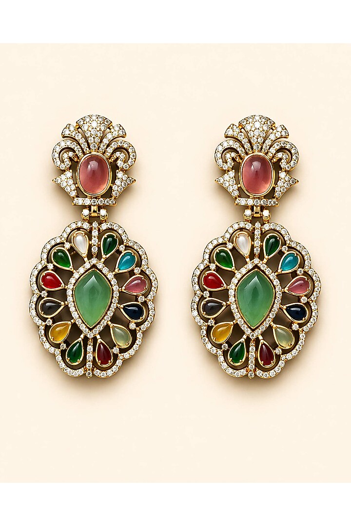 Gold Finish Moissanite & Emerald Doublet Necklace Set by JewelTreeTz at Pernia's Pop Up Shop