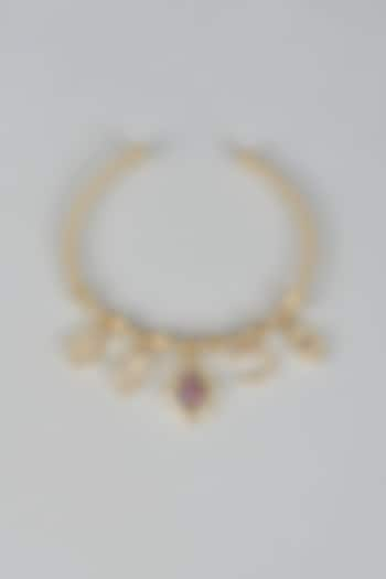 Gold Finish CZ Stone & Charm Half Open Bracelet by JewelTreeTz at Pernia's Pop Up Shop