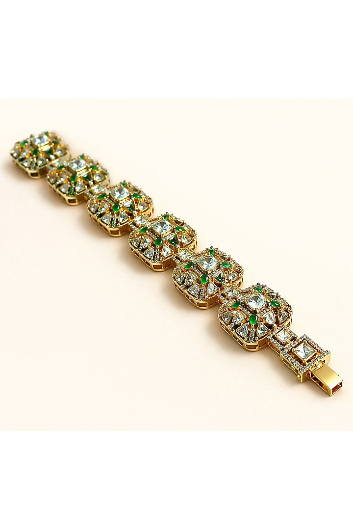 Gold Finish Moissanite & Emerald Doublet Choker Necklace Set by JewelTreeTz at Pernia's Pop Up Shop