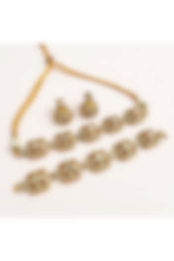 Gold Plated Moissanite & Ruby Doublet Choker Necklace Set by JewelTreeTz at Pernia's Pop Up Shop