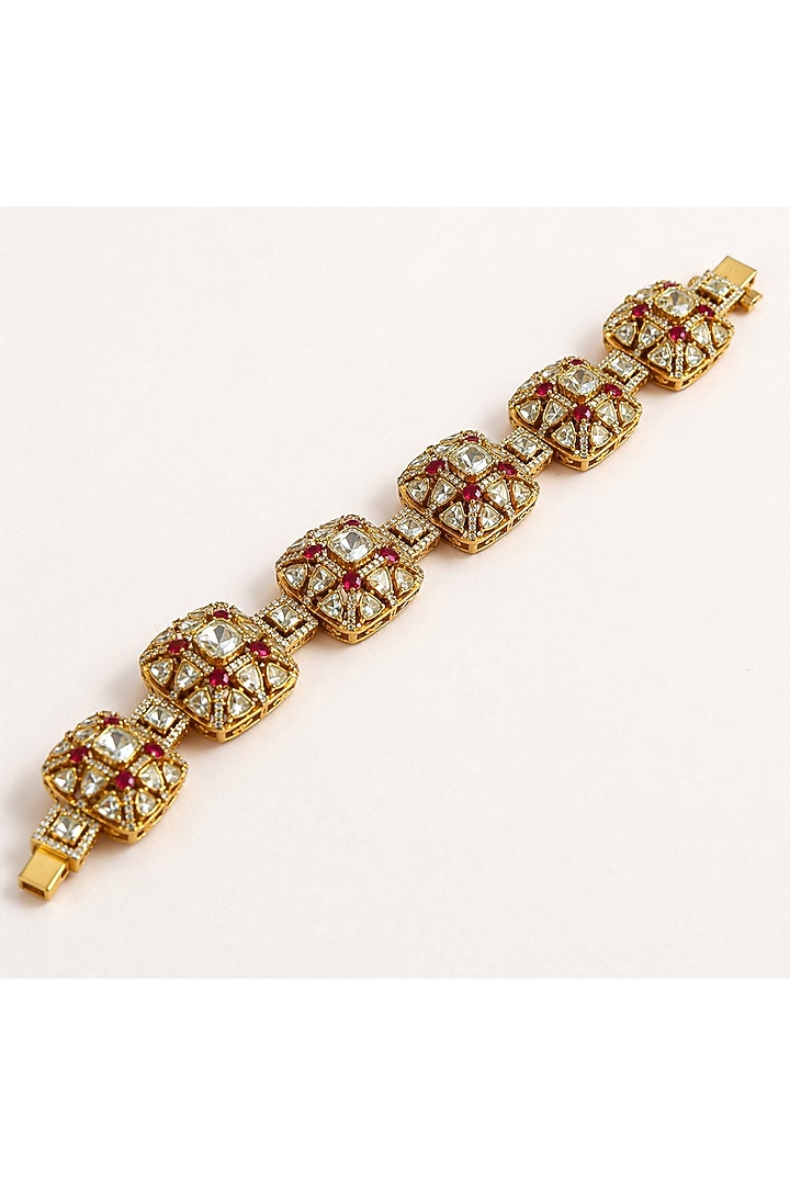 Gold Plated Moissanite & Ruby Doublet Choker Necklace Set by JewelTreeTz at Pernia's Pop Up Shop