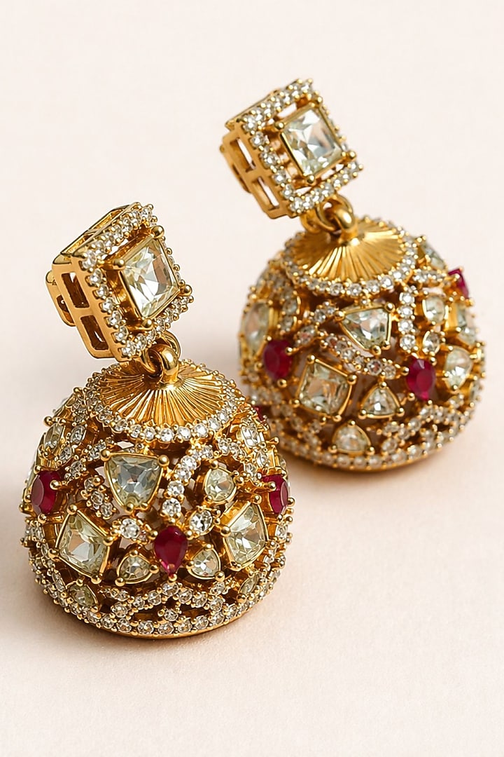 Gold Plated Moissanite & Ruby Doublet Choker Necklace Set by JewelTreeTz at Pernia's Pop Up Shop