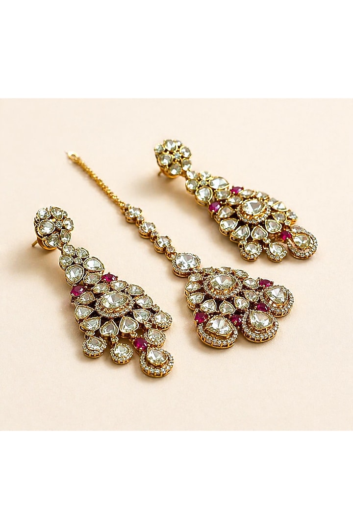 Gold Plated Moissanite & Ruby Doublet Necklace Set by JewelTreeTz at Pernia's Pop Up Shop