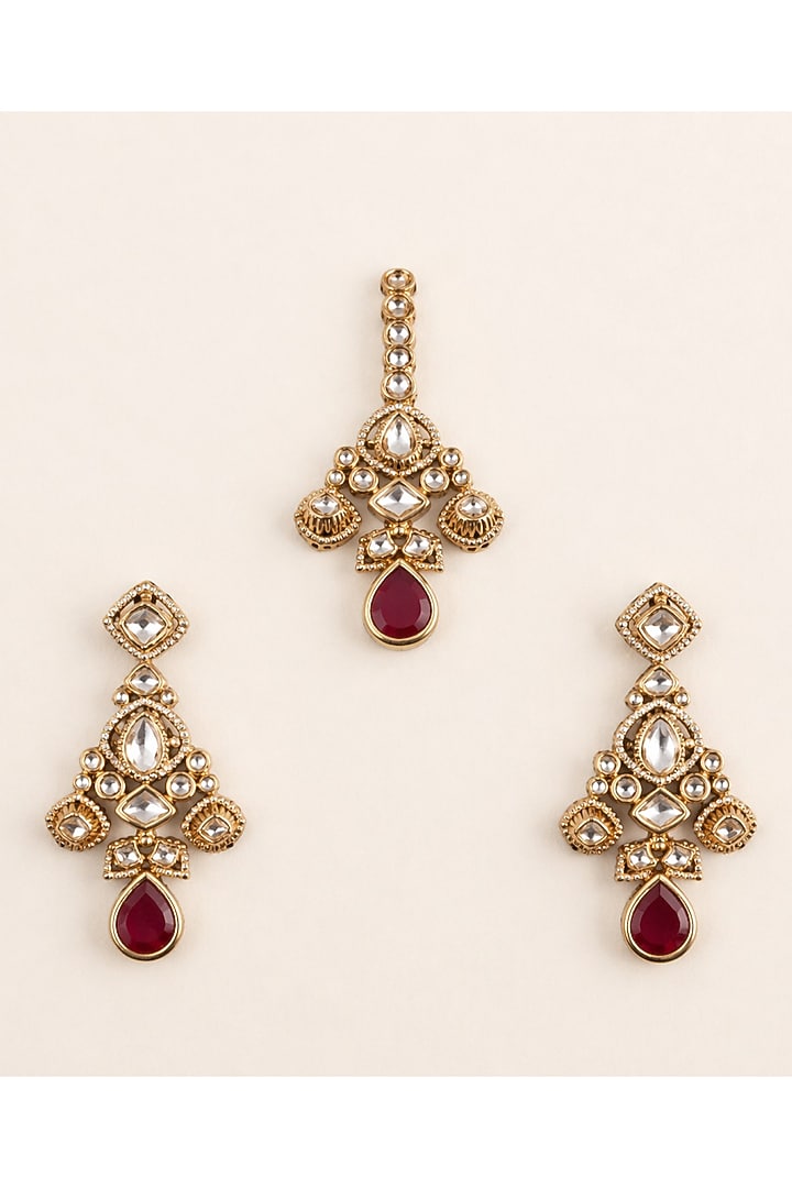Gold Plated Moissanite & Ruby Choker Necklace Set by JewelTreeTz at Pernia's Pop Up Shop