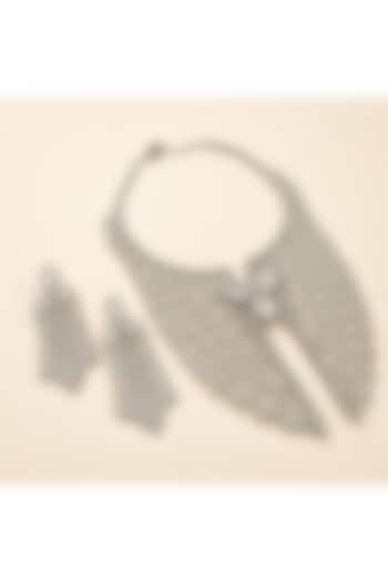 White Rhodium Finish CZ Stone Necklace Set by JewelTreeTz at Pernia's Pop Up Shop