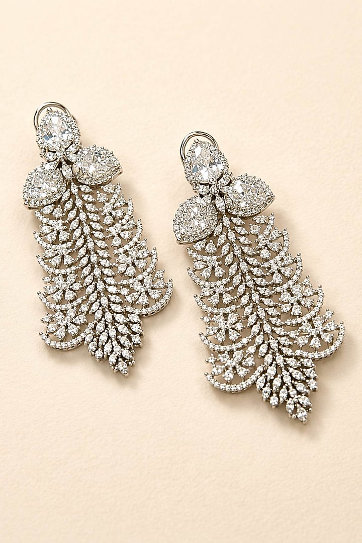 White Rhodium Finish CZ Stone Necklace Set by JewelTreeTz at Pernia's Pop Up Shop