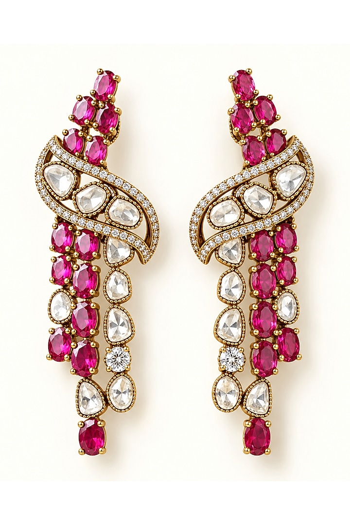Black Rhodium Finish Ruby Stone Long Necklace Set by JewelTreeTz at Pernia's Pop Up Shop