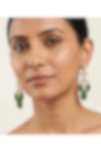 Gold Finish Kundan Polki & Green Stone Dangler Earrings by JewelTreeTz at Pernia's Pop Up Shop