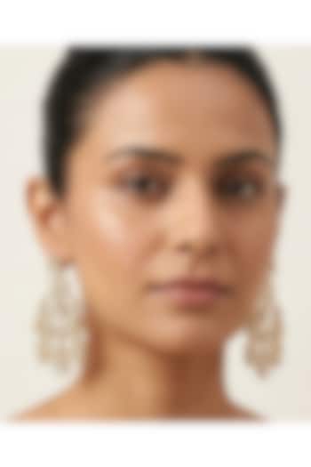 Gold Finish Kundan Polki Chandbali Earrings by JewelTreeTz at Pernia's Pop Up Shop