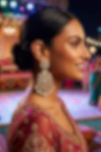 Gold Finish Kundan Polki Chandbali Earrings by JewelTreeTz at Pernia's Pop Up Shop
