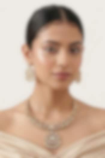 Gold Finish Moissanite Kundan Polki Choker Necklace Set by JewelTreeTz at Pernia's Pop Up Shop