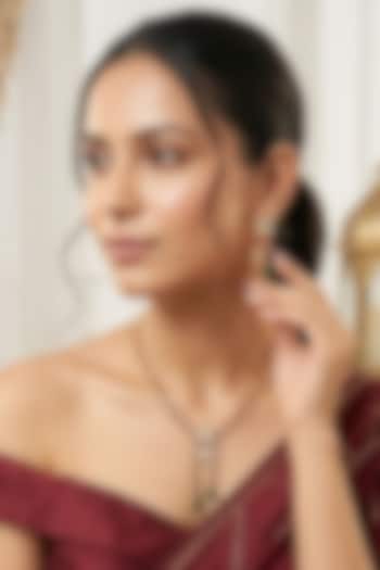Gold Finish Moissanite Kundan Polki & Emerald Doublet Necklace Set by JewelTreeTz at Pernia's Pop Up Shop