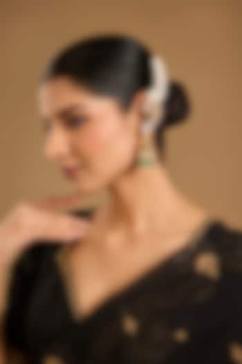 Gold Finish Kundan Polki & Pearl Jhumka Earrings by JewelTreeTz at Pernia's Pop Up Shop