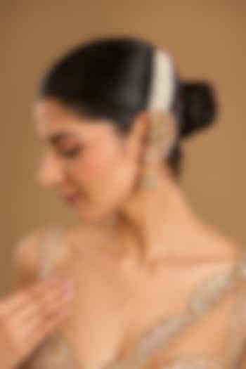 Gold Finish Kundan Polki & Multi-Colored Stone Jhumka Earrings by JewelTreeTz at Pernia's Pop Up Shop