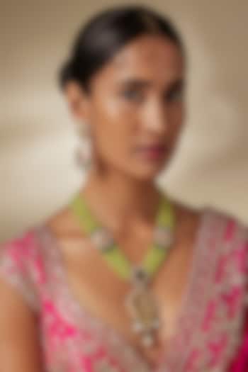 Gold Finish Kundan Polki Long Beaded Necklace Set by JewelTreeTz at Pernia's Pop Up Shop