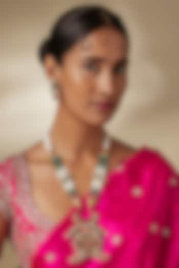 Gold Finish Kundan Polki & Multi-Colored Gemstone Long Beaded Necklace Set by JewelTreeTz at Pernia's Pop Up Shop
