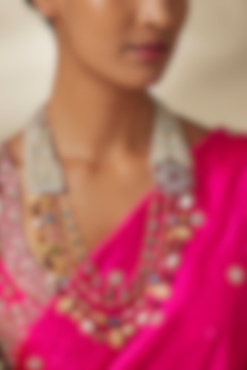 White Finish Cubic Zirconia & Ruby Long Layered Necklace by JewelTreeTz at Pernia's Pop Up Shop