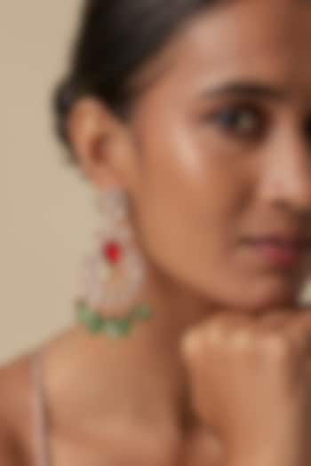 Gold Finish Ruby & Green Aventurine Stone Dangler Earrings by JewelTreeTz at Pernia's Pop Up Shop