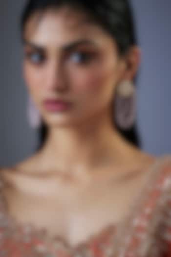 Gold Finish Moissanite Polki & Pink Agate Crystal Tassel Dangler Earrings by JewelTreeTz at Pernia's Pop Up Shop