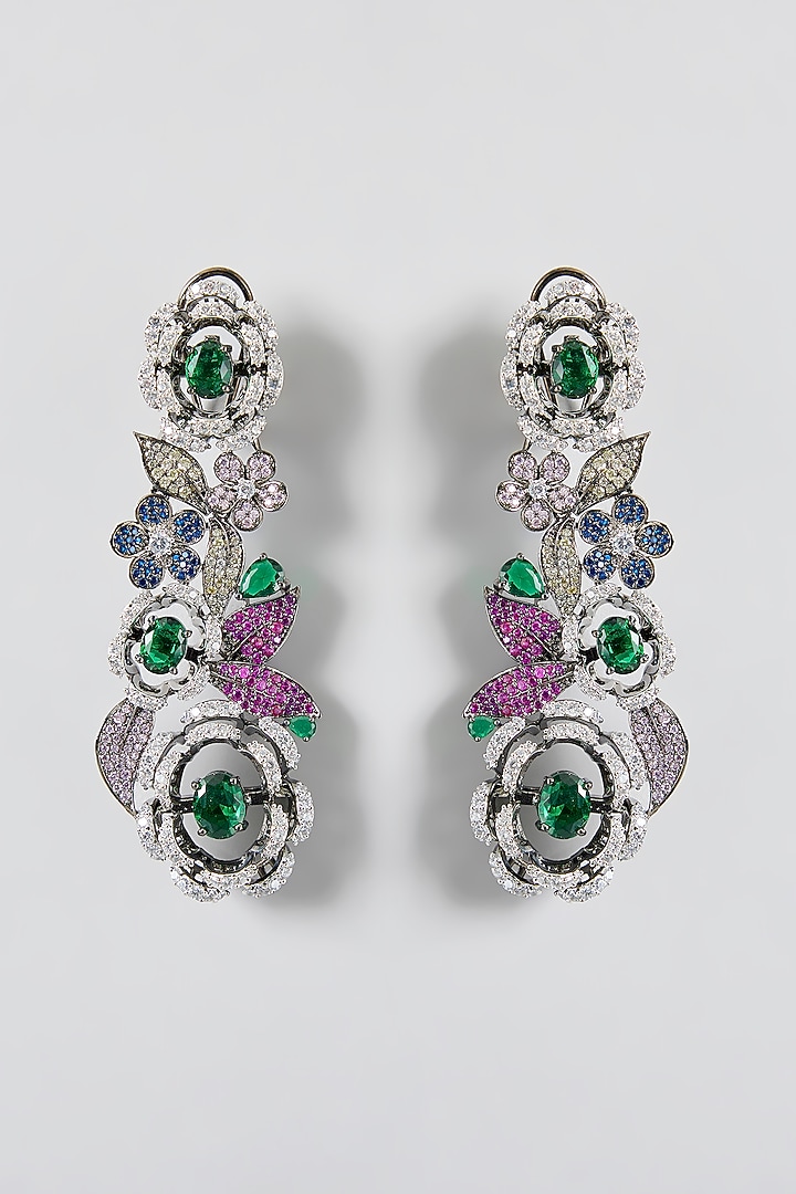 Black Rhodium Finish Zircon & Multi-Colored Stone Statement Necklace Set by JewelTreeTz at Pernia's Pop Up Shop