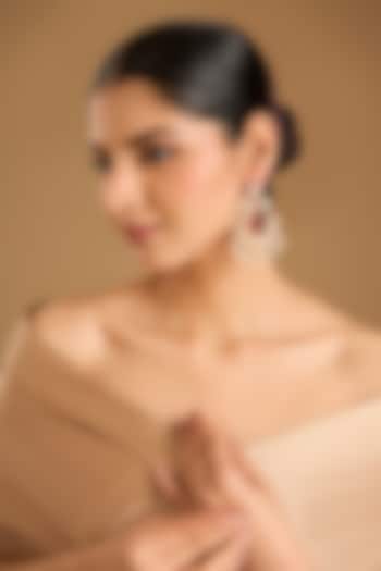 Gold Finish Kundan Polki & Red Stone Chandbali Earrings by JewelTreeTz at Pernia's Pop Up Shop