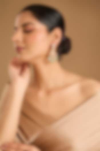 Gold Finish Kundan Polki & Aqua Stone Dangler Earrings by JewelTreeTz at Pernia's Pop Up Shop