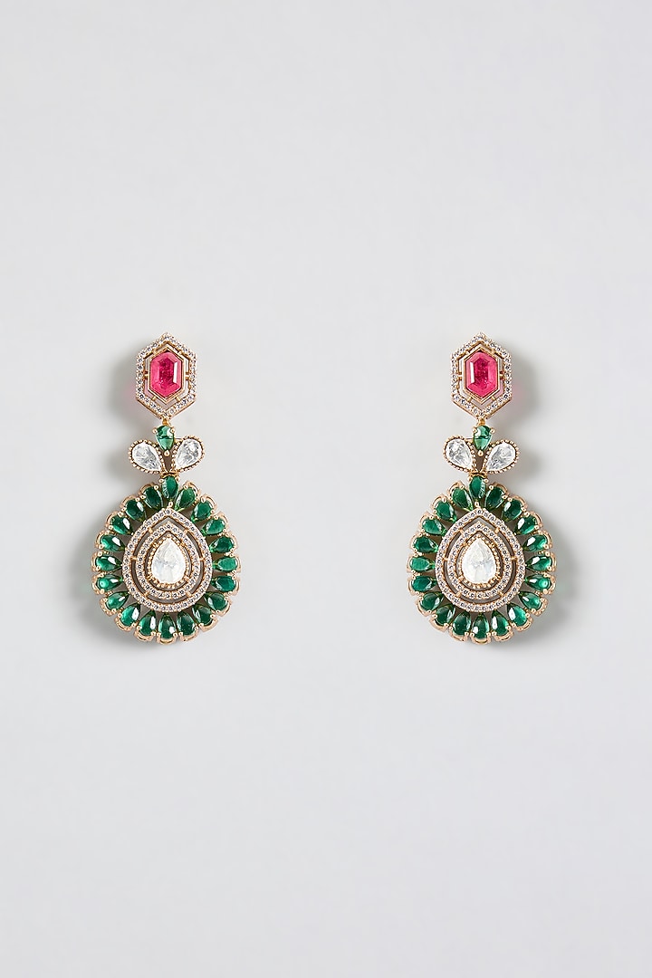 Two-Tone Finish Kundan Polki & Multi-Colored Stone Choker Necklace Set by JewelTreeTz at Pernia's Pop Up Shop