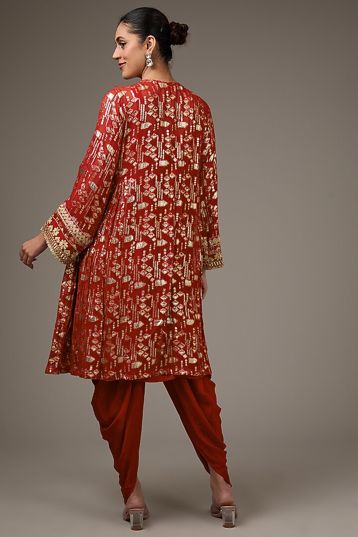 Red Georgette Machine Work Kurta Set by Jyoti Bansal at Pernia's Pop Up Shop