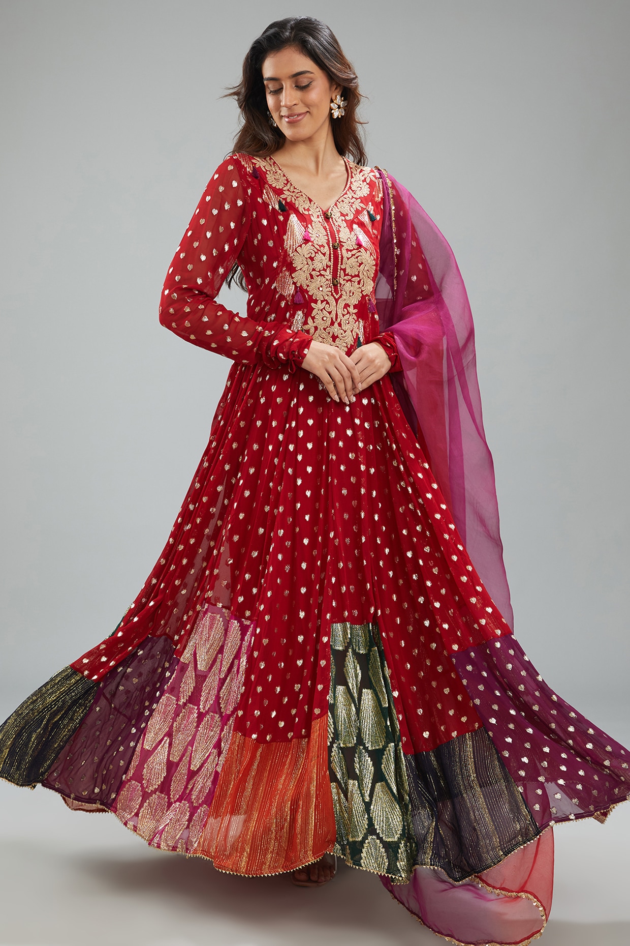 Buy Online Yellow Embroidered Chanderi Silk Anarkali with Dupatta – Pure  Elegance