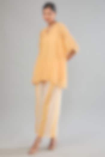 Yellow Chanderi Cotton Silk Tunic by Jyoti Bansal