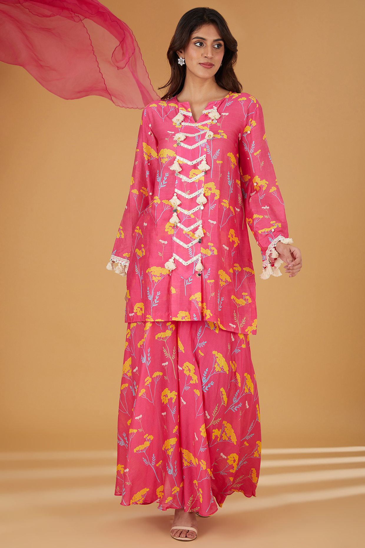 Pink Mul Chanderi Party Wear Sharara set by Jyoti Bansal at Pernia's Pop Up Shop
