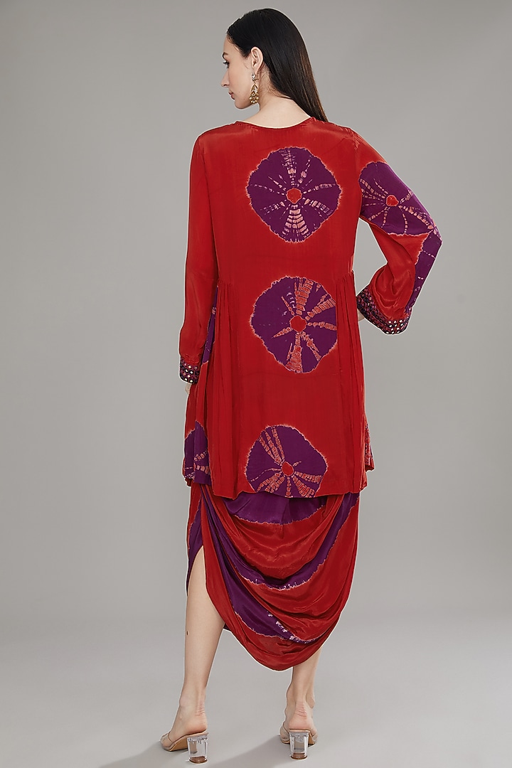 Red Natural Crepe Tassels Embroidered Kurta Set by Jyoti Bansal at Pernia's Pop Up Shop