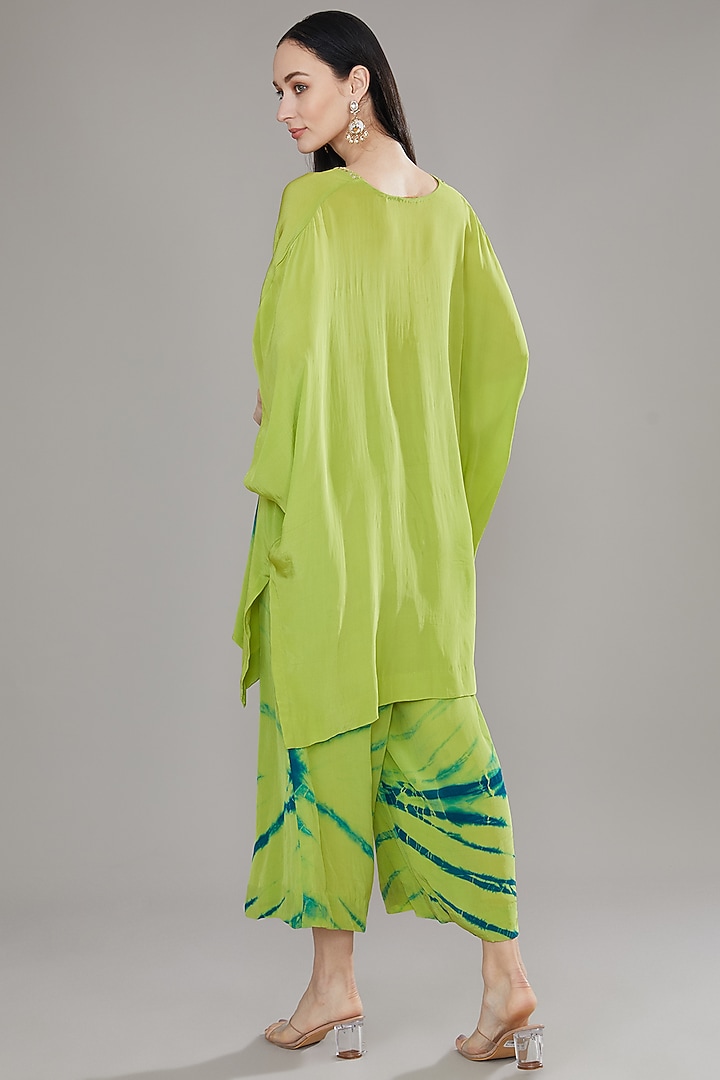 Lime Green Natural Crepe Tie-Dye Kurta Set by Jyoti Bansal at Pernia's Pop Up Shop