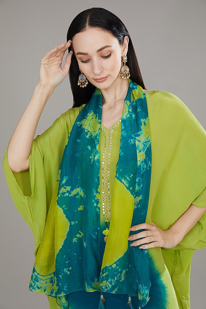 Lime Green Natural Crepe Tie-Dye Kurta Set by Jyoti Bansal at Pernia's Pop Up Shop
