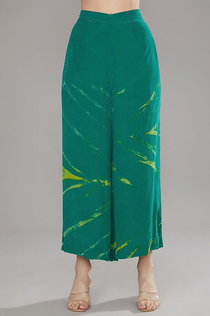 Deep Green Ombre Natural Crepe Tie-Dye Kurta Set by Jyoti Bansal at Pernia's Pop Up Shop