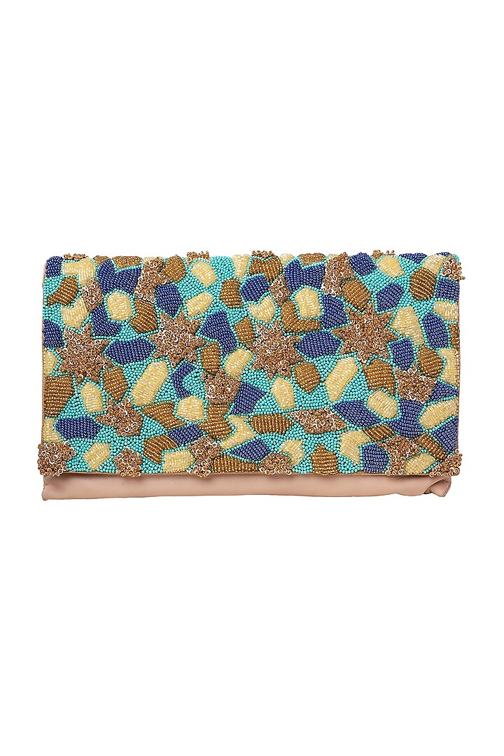 Multi-Colored Embroidered Clutch by Jyo Das Accessories