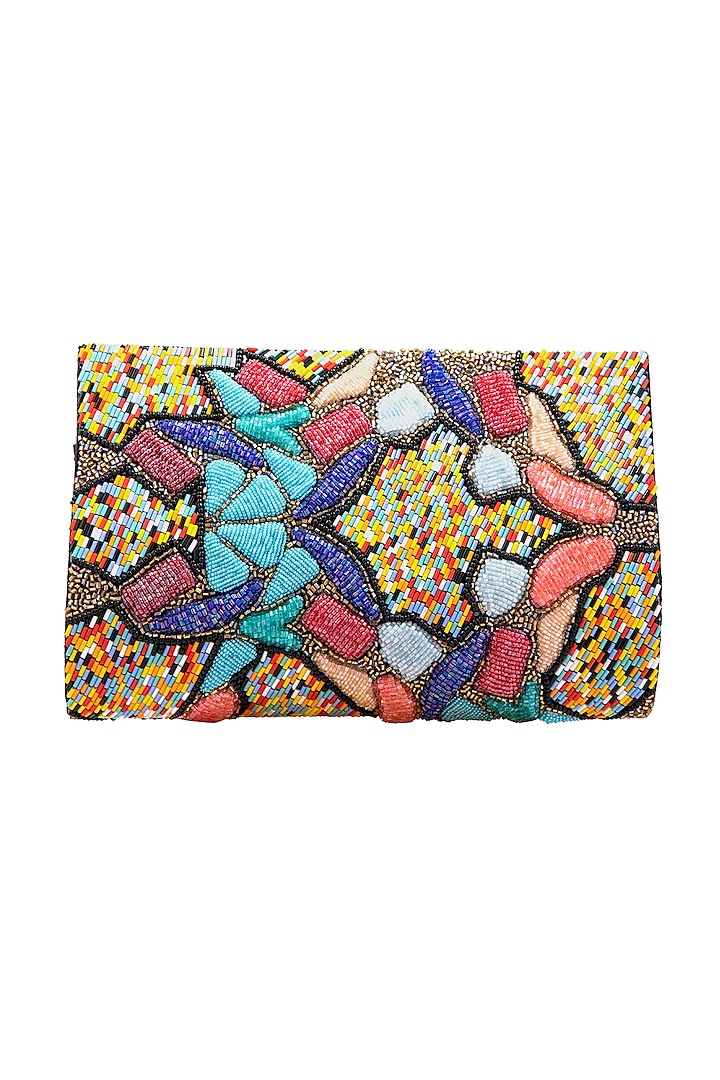 Multi-Colored Leather Clutch by Jyo Das Accessories