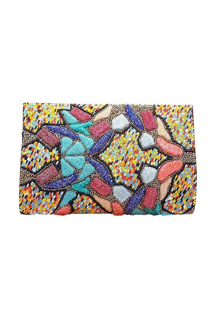 Multi-Colored Leather Clutch by Jyo Das Accessories at Pernia's Pop Up Shop