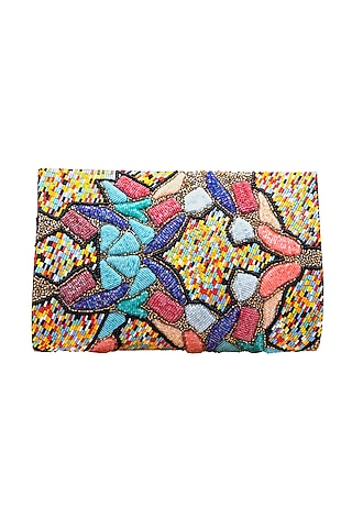 Multi-Colored Leather Clutch by Jyo Das Accessories