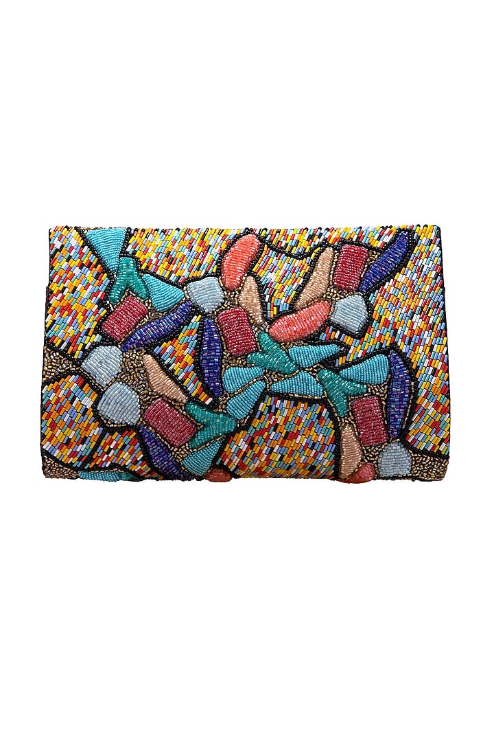 Multi-Colored Leather Clutch by Jyo Das Accessories at Pernia's Pop Up Shop