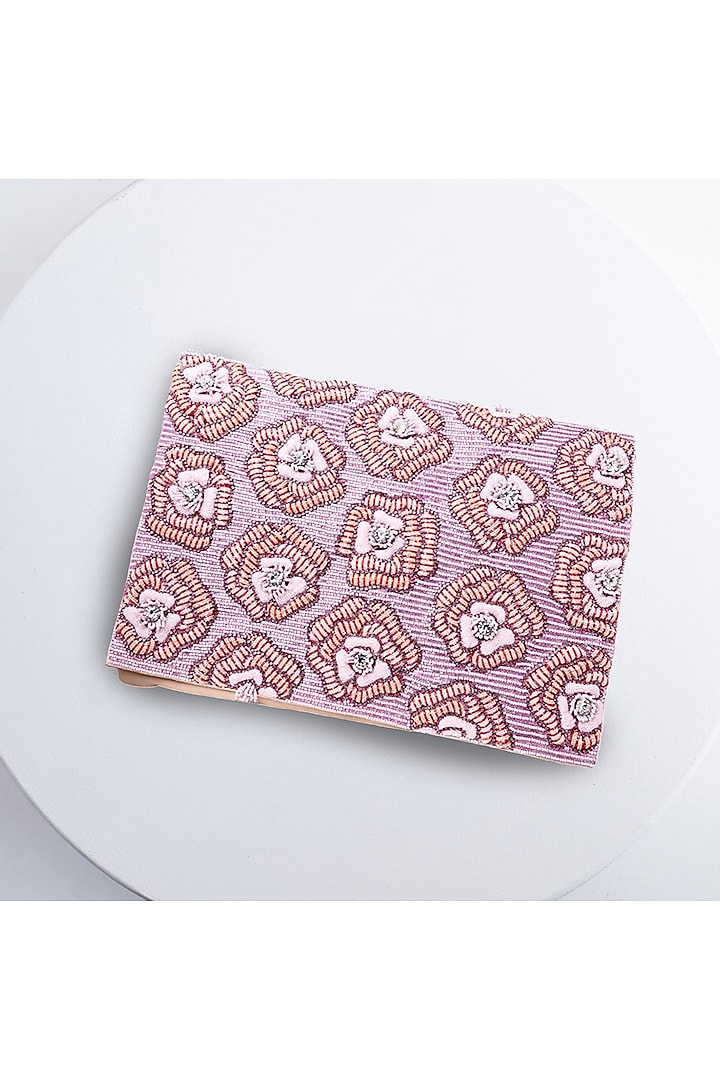 Baby Pink Hand Embroidered Laptop Case by Jyo Das Accessories