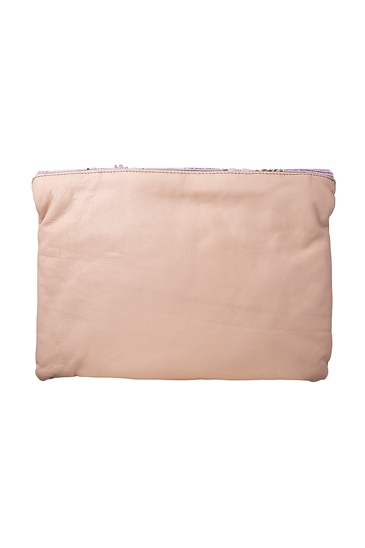 Baby Pink Hand Embroidered Laptop Case by Jyo Das Accessories at Pernia's Pop Up Shop
