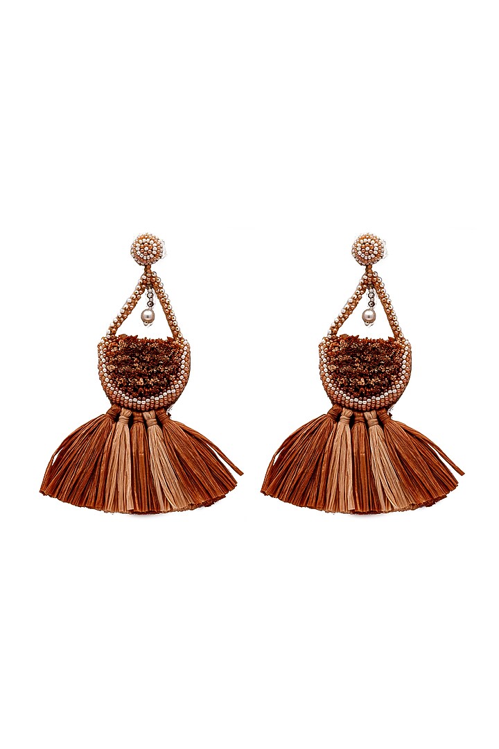 Red Pearl & Beaded Dangler Earrings by Jyo Das Accessories at Pernia's Pop Up Shop