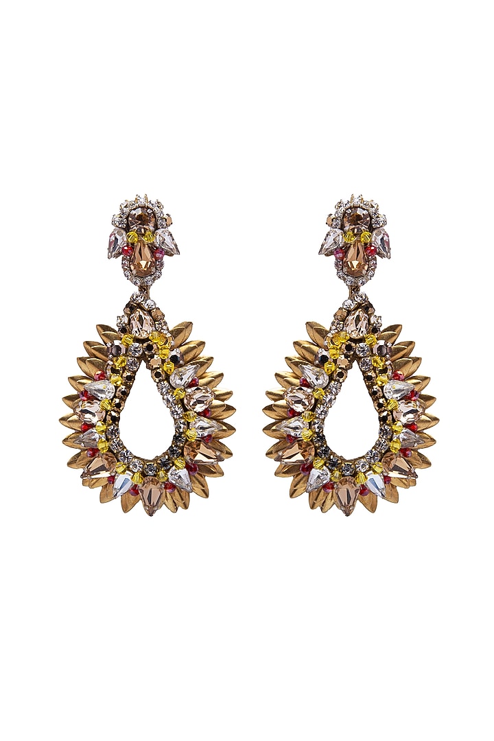 Gold Crystal Dangler Earrings by Jyo Das Accessories at Pernia's Pop Up Shop